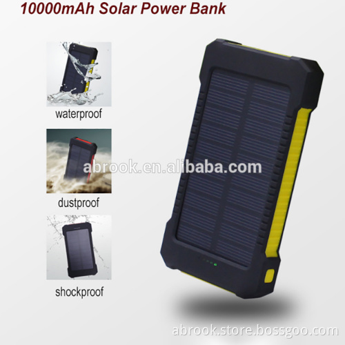 Wholesale waterproof 10000mah CE FCC Rohs solar cell phone charger